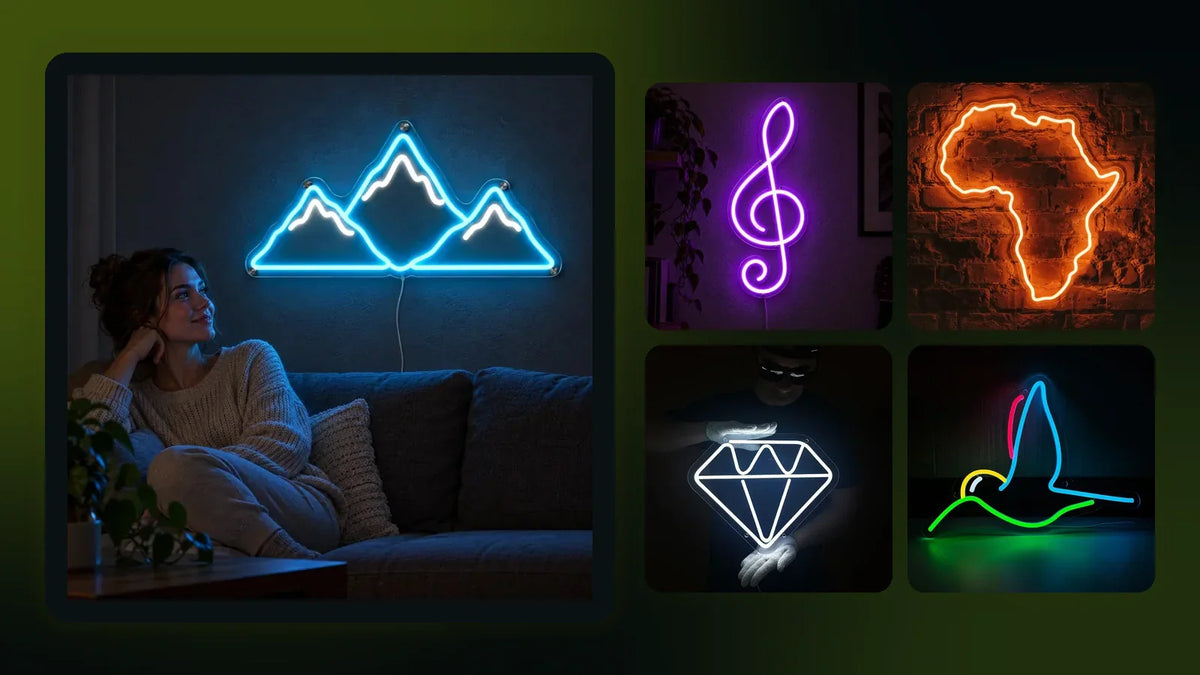 Leuchtende Neon LED Schilder von LoveLEDLights zum Ratgeber: Wohnzimmer mit Neon LED Schild gestalten