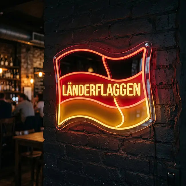 Neon LED Schild Länderflaggen – leuchtende Deutschlandflagge in Rot, Gold und Schwarz