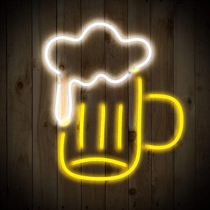 Bier mit Schaum Neon LED Schild USB – Heimbar Wanddeko mit schäumendem Bierkrug