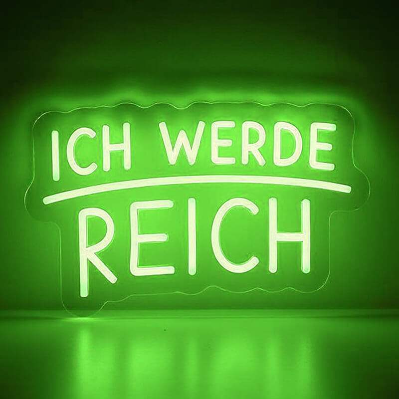 Ich werde Reich Neon LED Schild USB – Motivations Statement für Büro