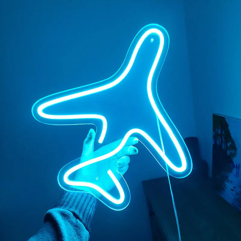Flugzeug Neon LED Schild USB – Aviation Fan Wanddeko Wohnzimmer