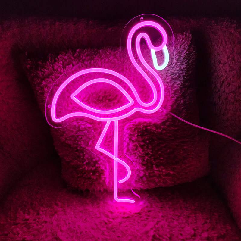 Flamingo Neon LED Schild auf 6mm Acrylplatte – Beauty Salon Tropical Wanddeko