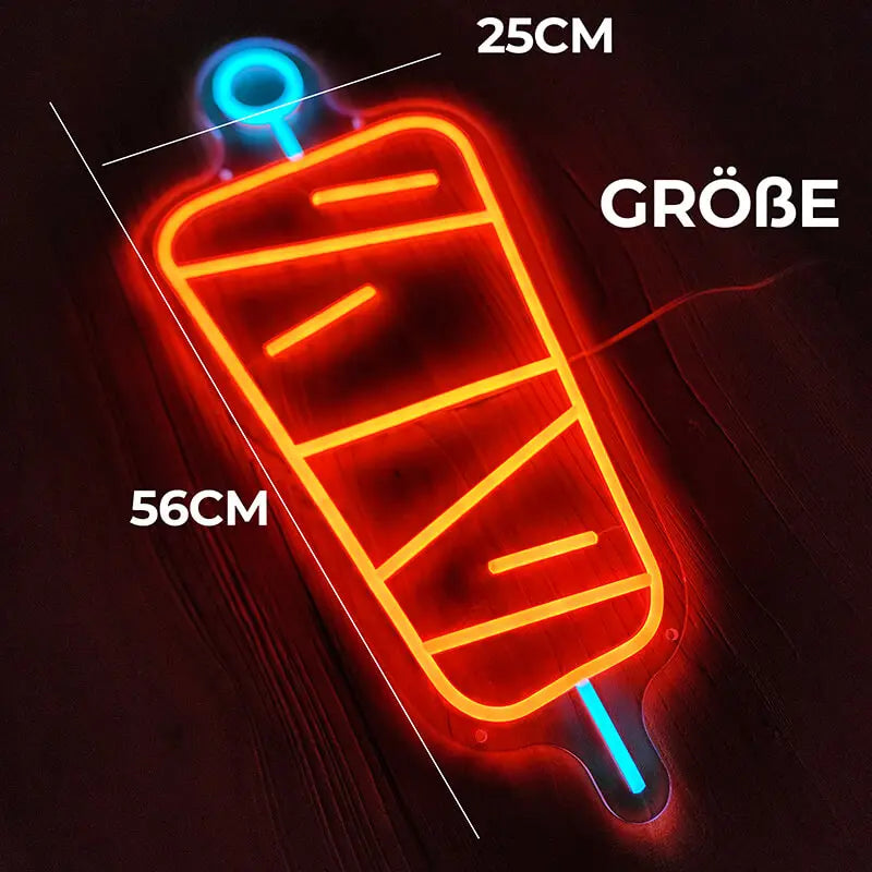 Dönerspieß Neon LED Schild dimmbar 9 Stufen USB – Fastfood Theke Beleuchtung