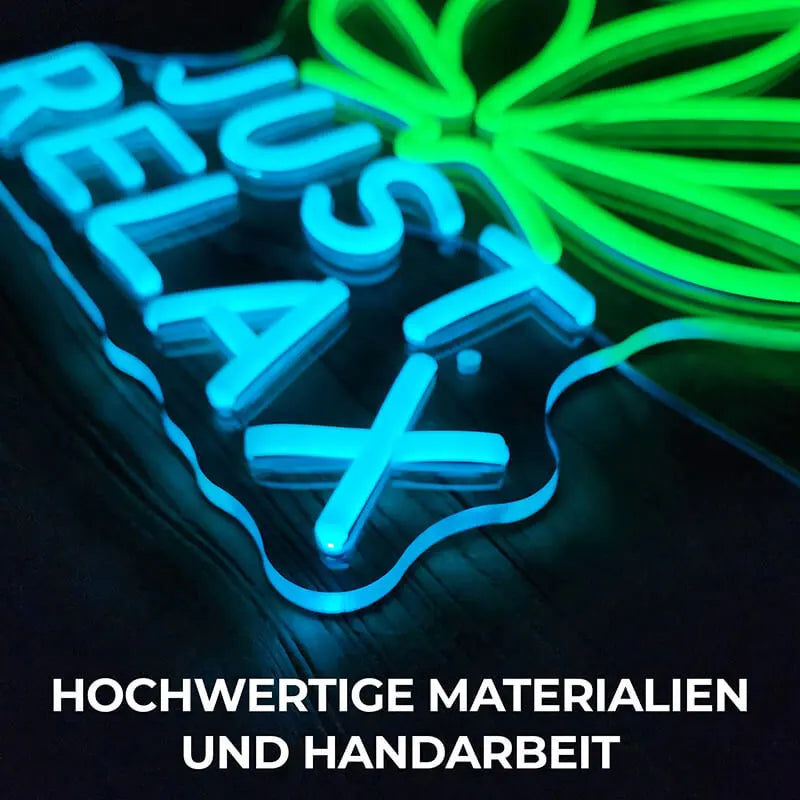 Just Relax Neon LED Schild handgefertigt – Mancave und Hobby Ecke Deko