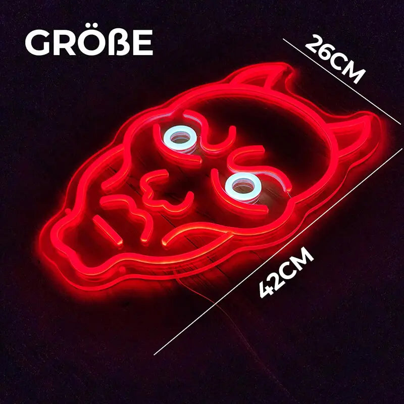 Hannya Maske Neon LED Schild USB – Halloween und Cosplay Event Deko