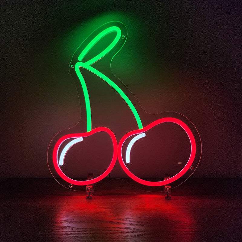 Kirschen Neon LED Schild dimmbar 9 Stufen USB – Eisdiele Café Beleuchtung