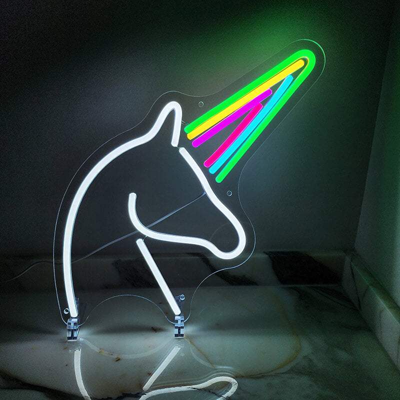 Einhorn Neon LED Schild handgefertigt – Babyzimmer Geschenk Deko