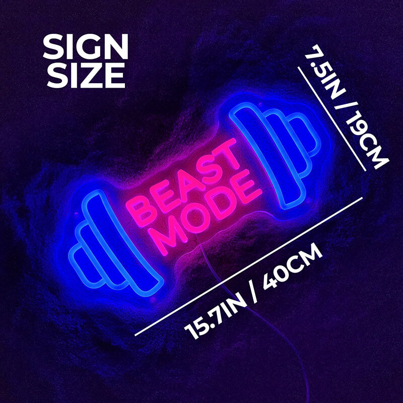 Beast Mode Neon LED – Gym-Schriftzug als beleuchtete Wanddeko für Kraftraum