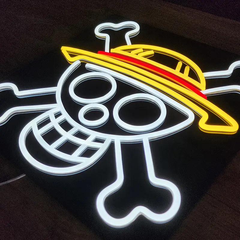 Piratenflagge Neon LED Schild – Anime Black Flag Edition für Manga-Fans