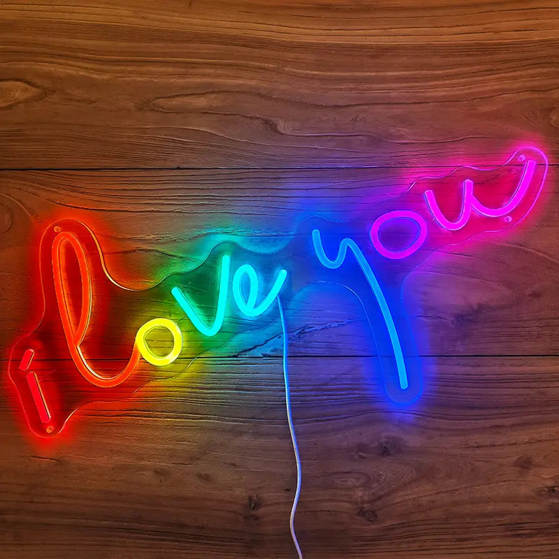 I Love You Neon LED Schild auf 6mm Acrylplatte – Eventlocation Wand Deko