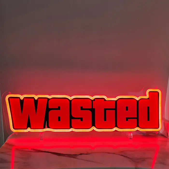 WASTED Neon LED Schild – USB Leuchtschild | GTA Game Over Gaming Deko