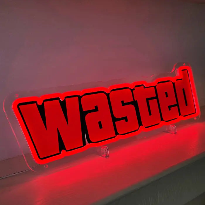 WASTED Neon LED Schild – USB Leuchtschild | GTA Game Over Gaming Deko