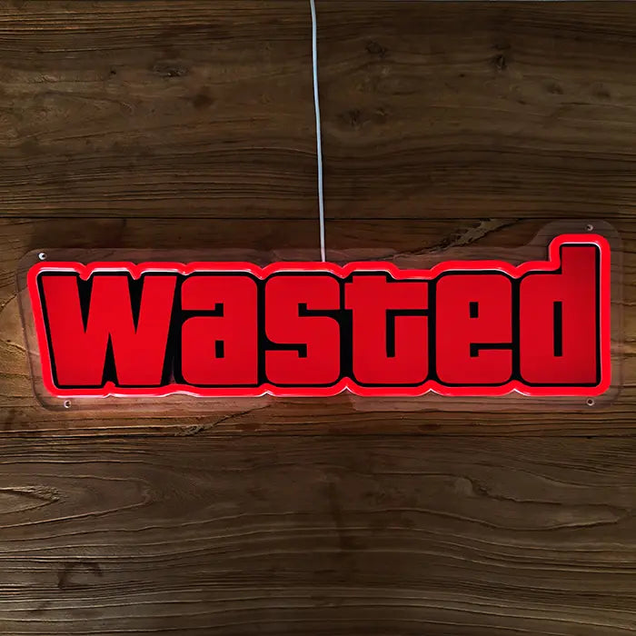 WASTED Neon LED Schild – USB Leuchtschild | GTA Game Over Gaming Deko