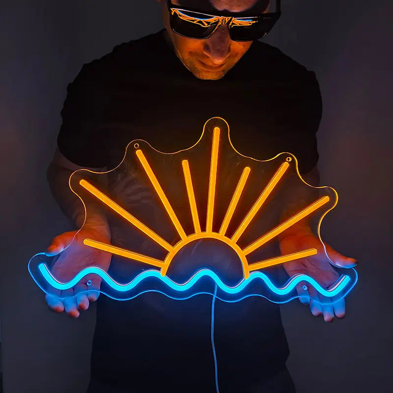 Sonne Meer Neon LED Schild – Aufgehende Sonne als beruhigende Wanddeko fürs Schlafzimmer