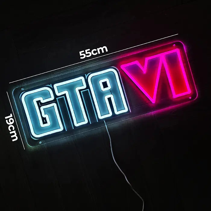 GTA VI Neon LED Schild – USB Leuchtschild | GTA 6 Gaming Deko