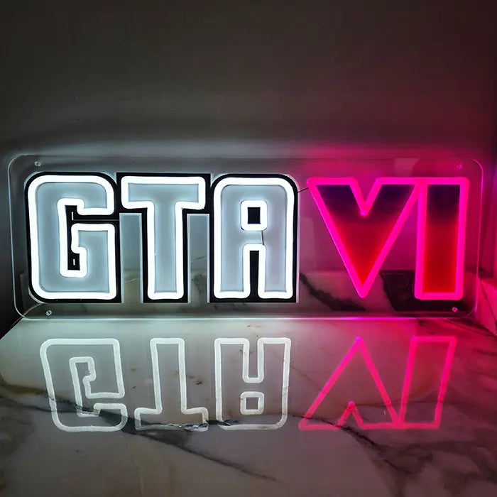 GTA VI Neon LED Schild – USB Leuchtschild | GTA 6 Gaming Deko