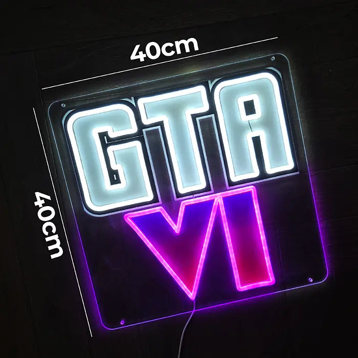 GTA 6 Fan Neon LED Schild – USB Leuchtschild | GTA VI Gaming Wanddeko