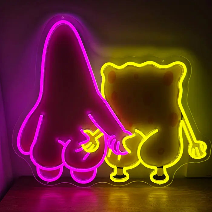 Best Friends Neon LED Sign – Dimmable with Remote | SpongeBob Wall Decor