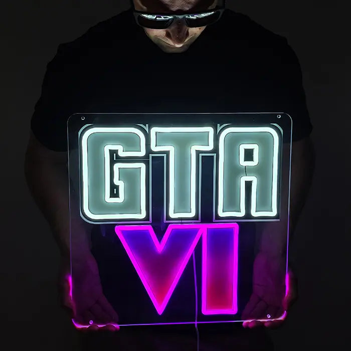 GTA 6 Fan Neon LED Schild – USB Leuchtschild | GTA VI Gaming Wanddeko