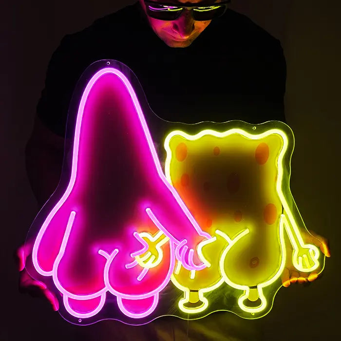 Best Friends Neon LED Sign – Dimmable with Remote | SpongeBob Wall Decor