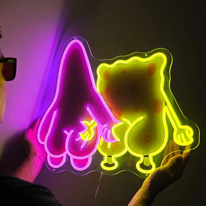 Best Friends Neon LED Sign – Dimmable with Remote | SpongeBob Wall Decor