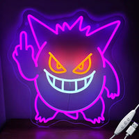 Insegna al neon LED Gengar dito medio