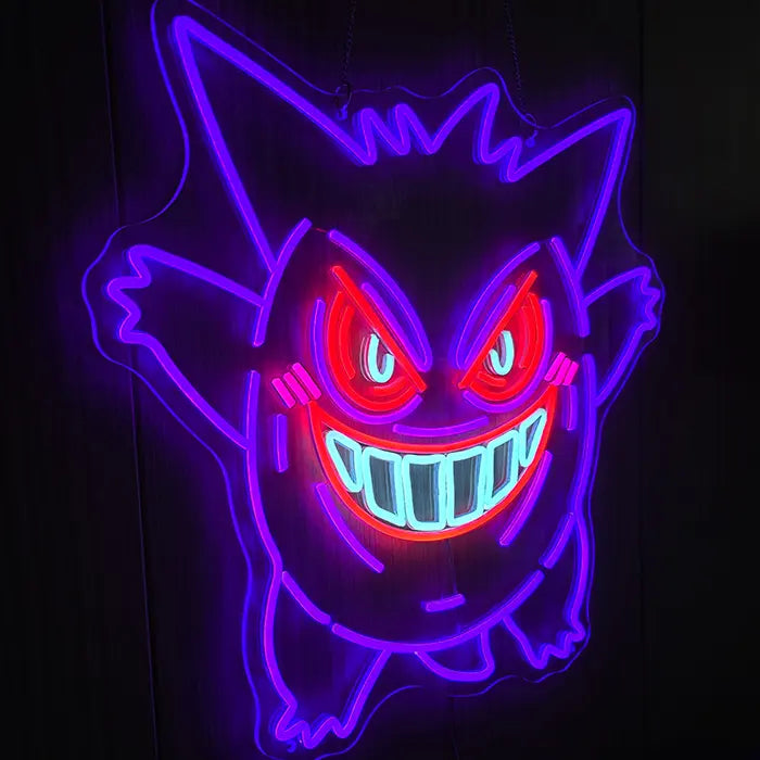 Pokémon Gengar neonová LED cedule – stmívatelná dálkovým ovladačem | Pokémon herní dekorace