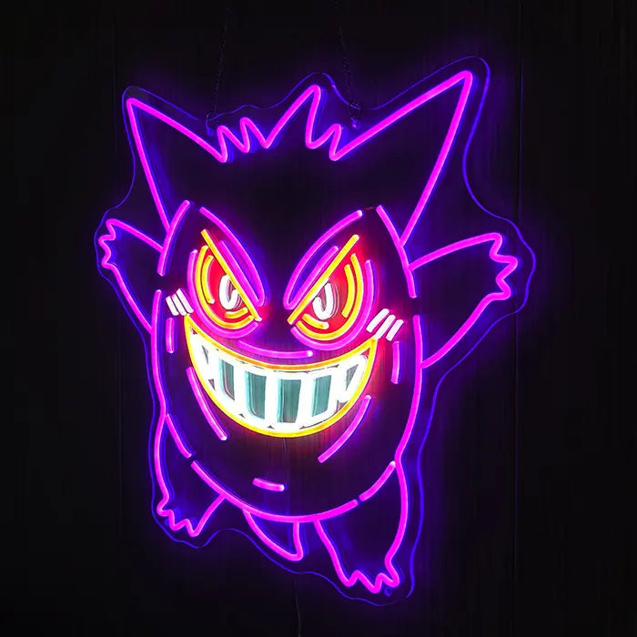Pokémon Gengar neonová LED cedule – stmívatelná dálkovým ovladačem | Pokémon herní dekorace