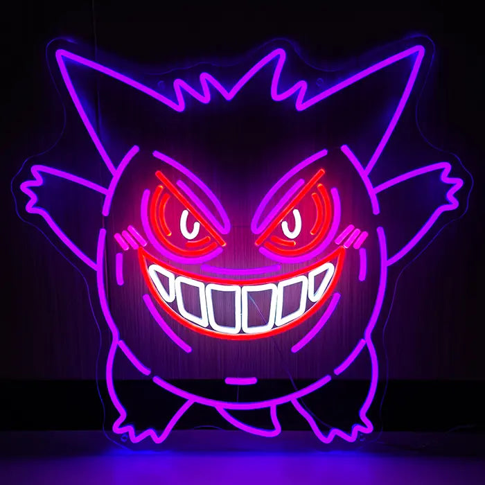 Pokémon Gengar neonová LED cedule – stmívatelná dálkovým ovladačem | Pokémon herní dekorace