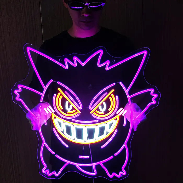 Pokémon Gengar neonová LED cedule – stmívatelná dálkovým ovladačem | Pokémon herní dekorace