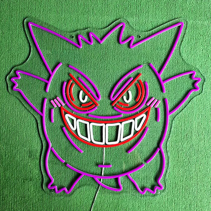Pokémon Gengar neonová LED cedule – stmívatelná dálkovým ovladačem | Pokémon herní dekorace