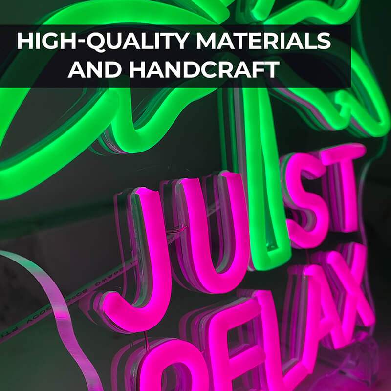 Just Relax Pink Neon LED Schild USB – Cosmetic Boutique und Parfümerie Deko