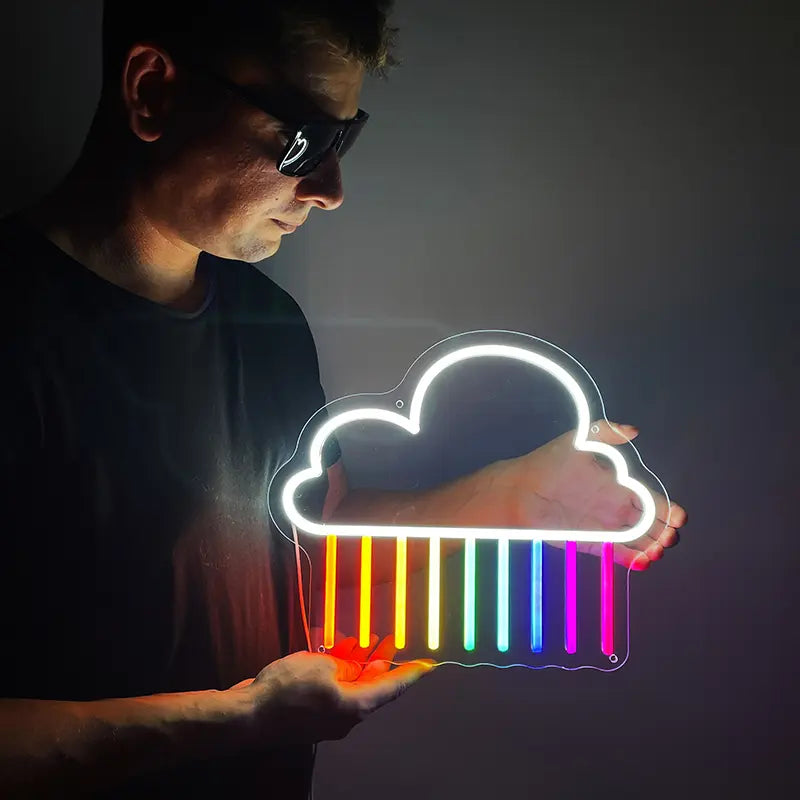 Regenbogenwolke LED Wanddeko – verspielte Deko für Eventlocations