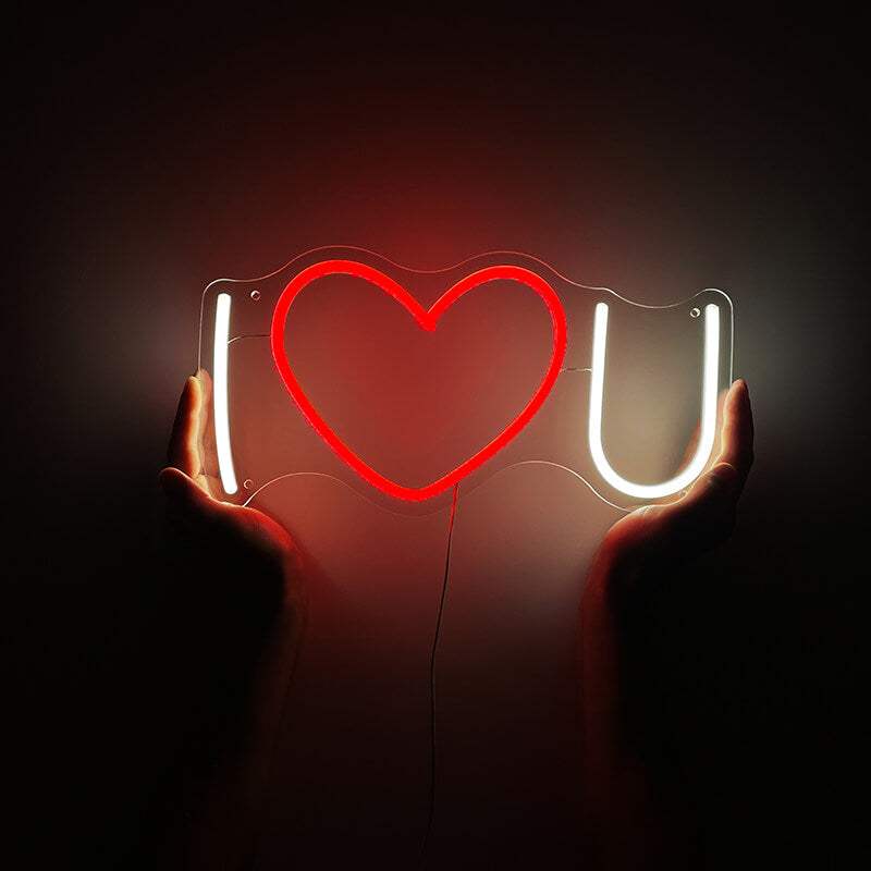 I Love You Neon LED Schild beleuchtet – Schreibtisch und Nachttisch Deko