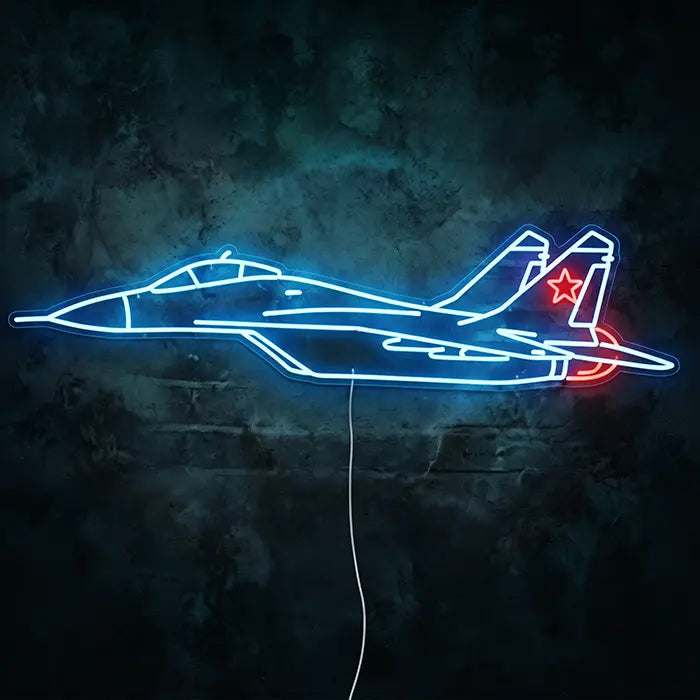 MiG-29 Fighter Jet Set Neon LED Sign – 4 Designs, Dimmable | Aviation Decor