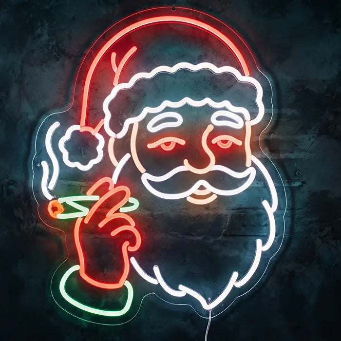 Stoner Santa Neon LED Sign – Dimmable with Remote | Funny Christmas Decor