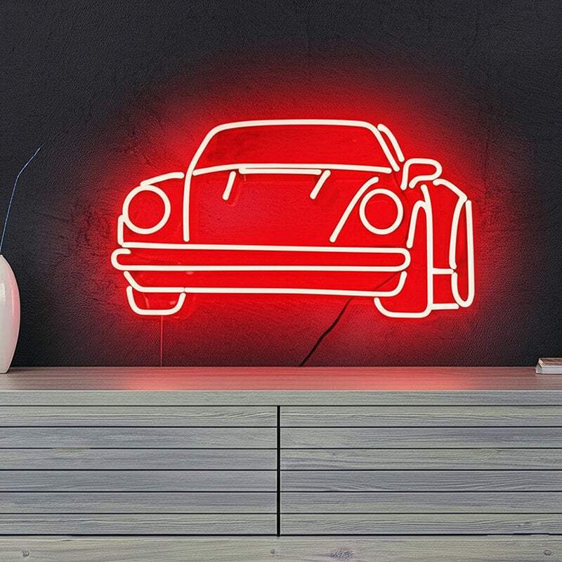 Roter Sportwagen LED Schild 6mm Acrylplatte – Wanddeko für Autohändler