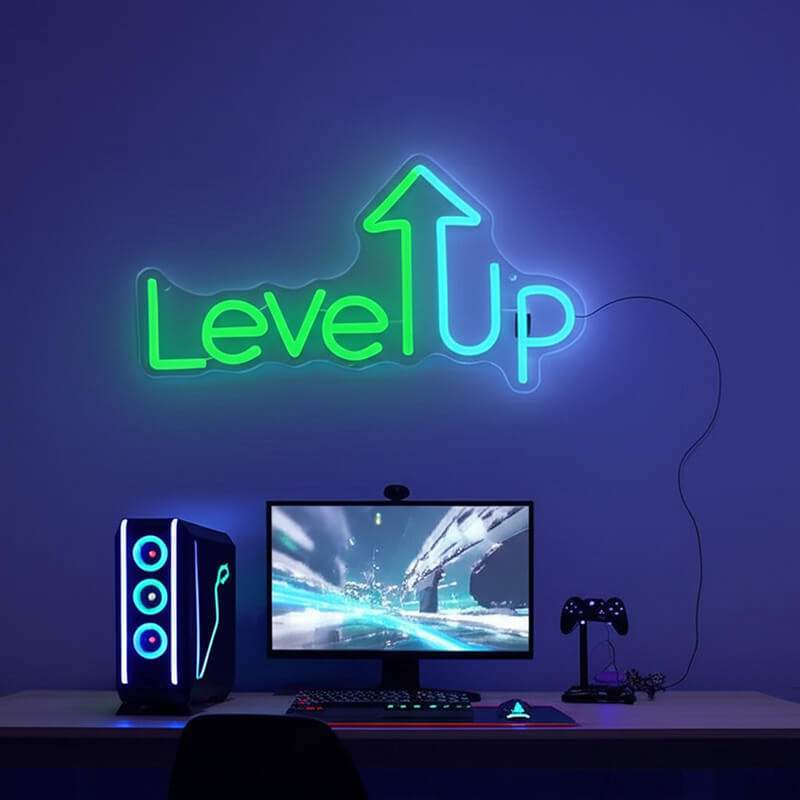 Level Up Leuchtschild – Mancave Deko und E-Sport Motivation