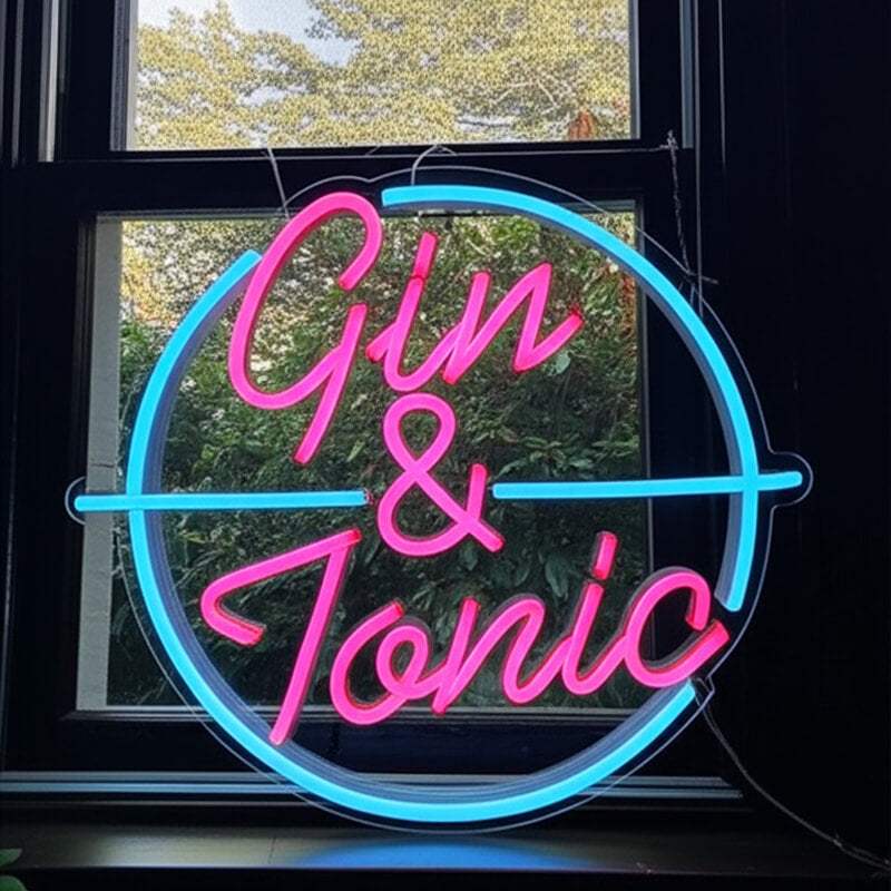Gin Tonic Neon LED Schild USB – Garten Party und Sommer Cocktail Beleuchtung