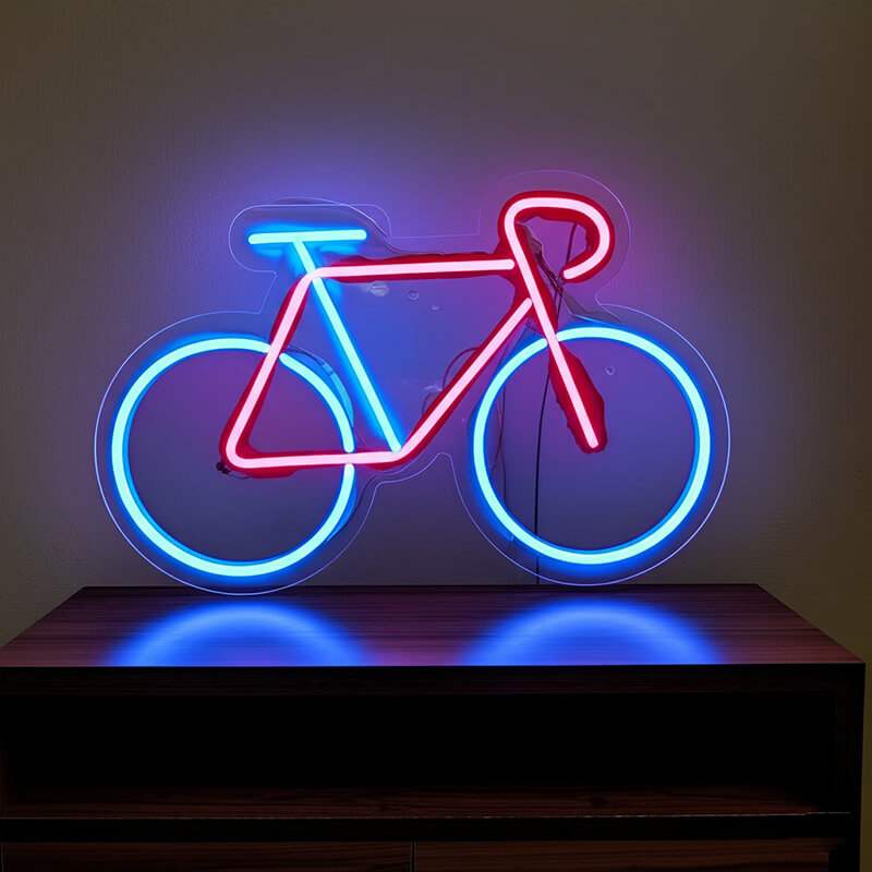 Rennrad Neon LED Schild USB – Sport Deko fürs Fitnessstudio