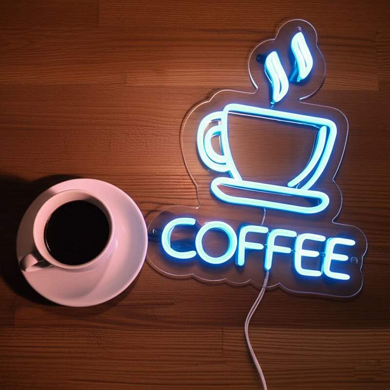 Coffee Schriftzug Neon Schild dimmbar – 9 Stufen USB auf 6mm Acrylplatte