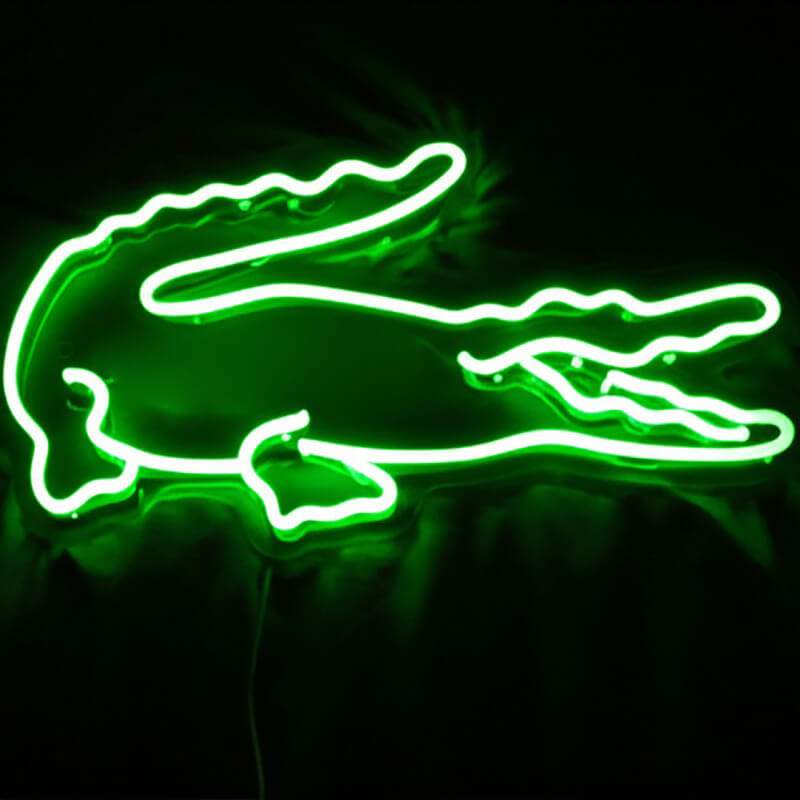 Krokodil Neon LED Schild handgefertigt – Safari Lodge und Outdoor Shop Wanddeko