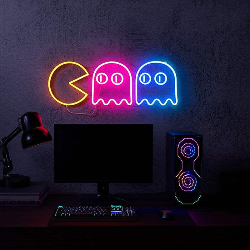 Retro Ghosts Leuchtschild – Pacman Geister fürs Streamer Setup