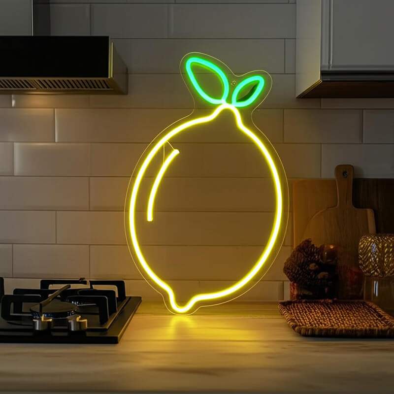 Zitrone Neon LED Schild USB – Sommer Deko fürs Café und Bistro