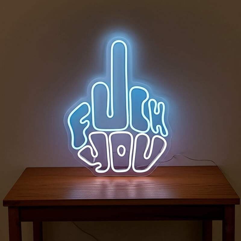 Mittelfinger LED Schriftzug – Geschenkidee für freche Geister