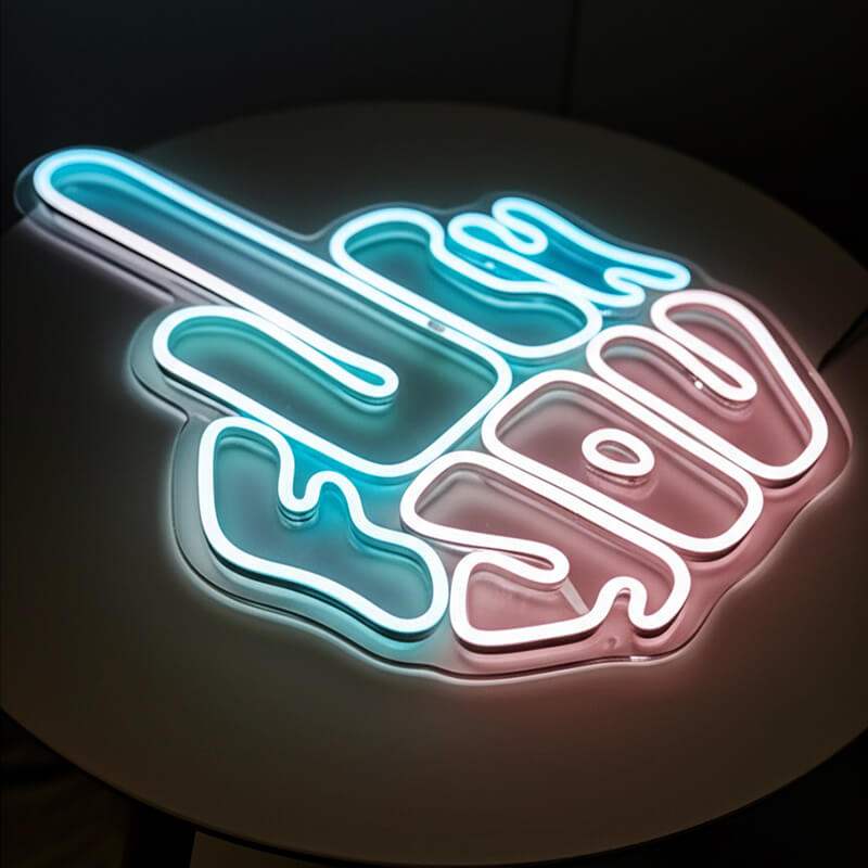 Mittelfinger Neonschild – Pop-Art Wanddeko für Lounge und Loft