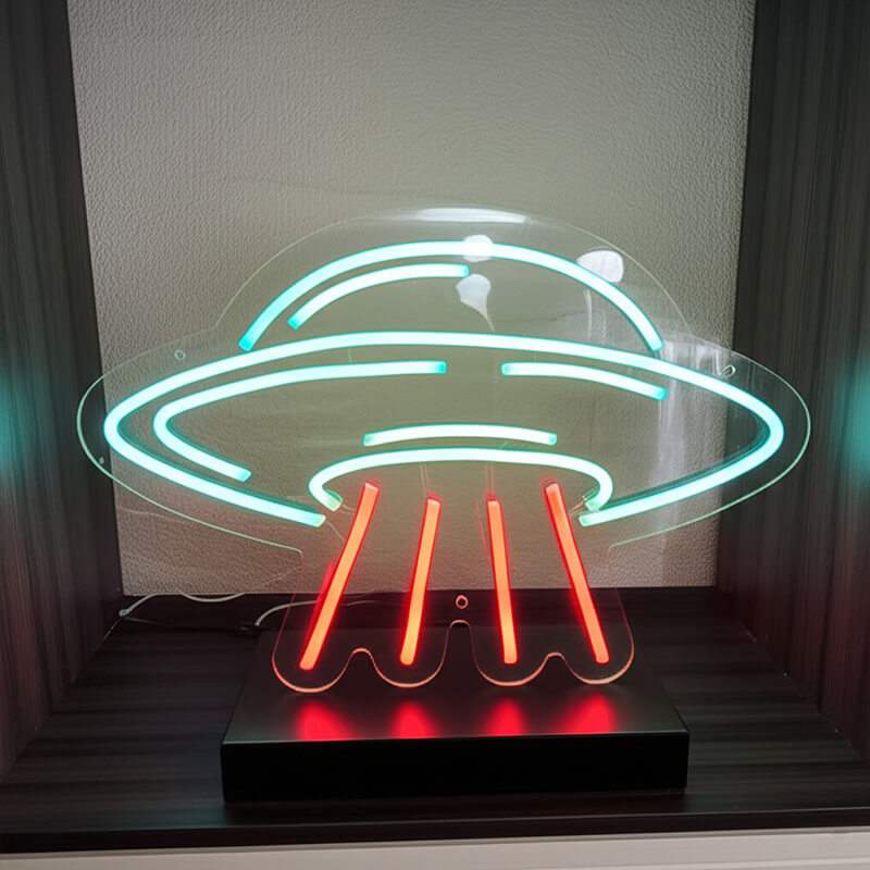 Neon UFO Schild dimmbar 9 Stufen USB – handgefertigte Alien Deko