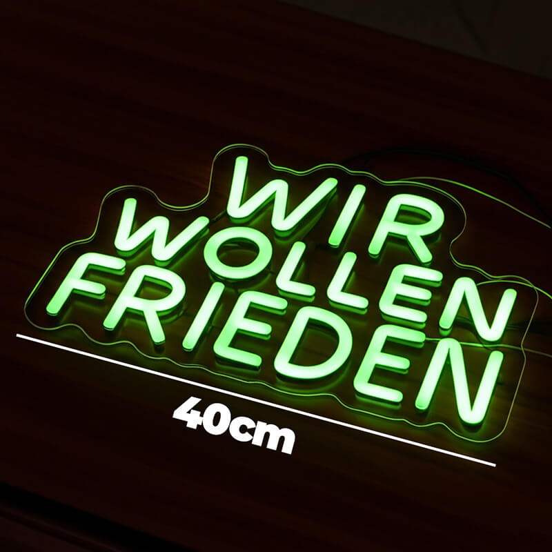 Wir Wollen Frieden LED Wanddeko – Geschenkidee für Friedensfreunde