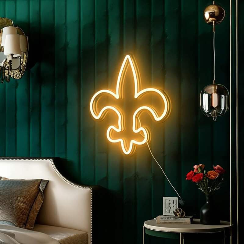Fleur-de-lis Neon LED Schild auf 6mm Acrylplatte – französischer Stil Deko