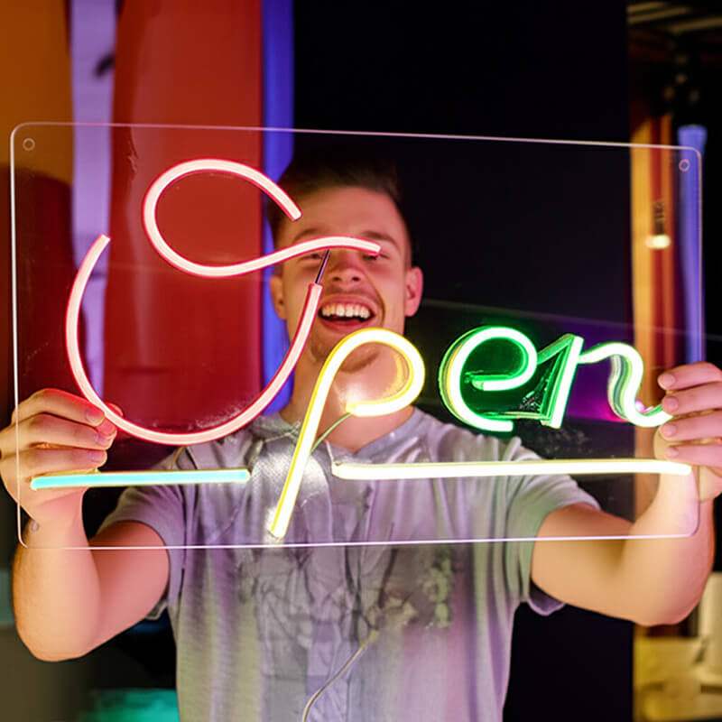 Open Infotafel LED Leuchtschild beleuchtet – Eingangs-Schild für Beauty Studio